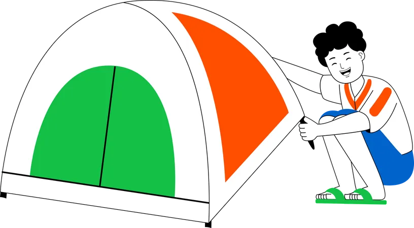 Man Enjoy Camping  Illustration