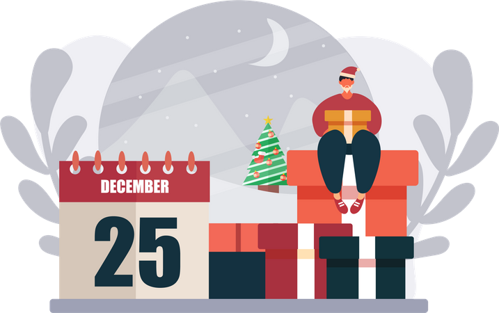 Man enjoy christmas on 25 december  Illustration