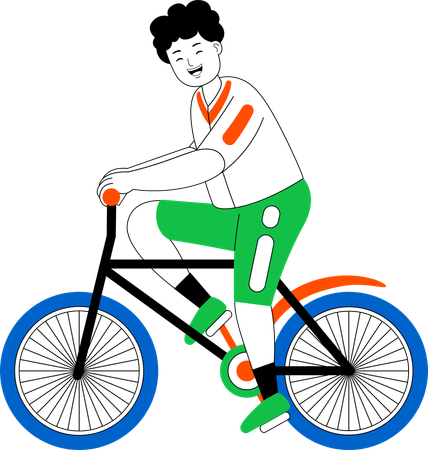 Man Enjoy Cycling  Illustration