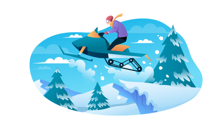 Man enjoy ice jetski  Illustration