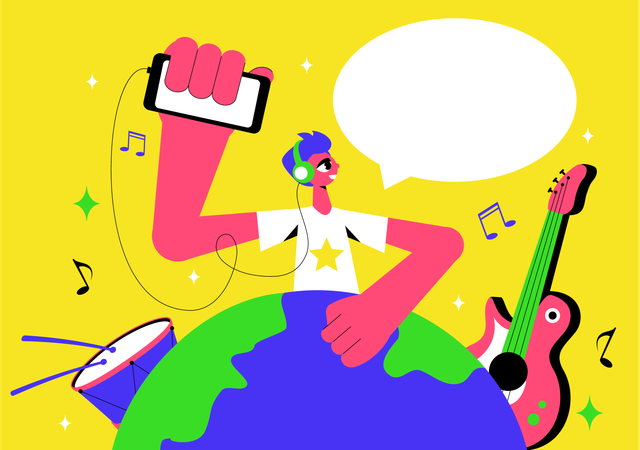 Man Enjoy International Music Day  Illustration