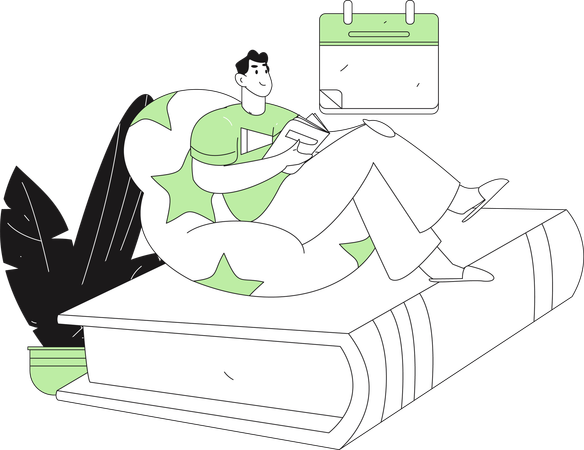 Man enjoy reading book  Illustration