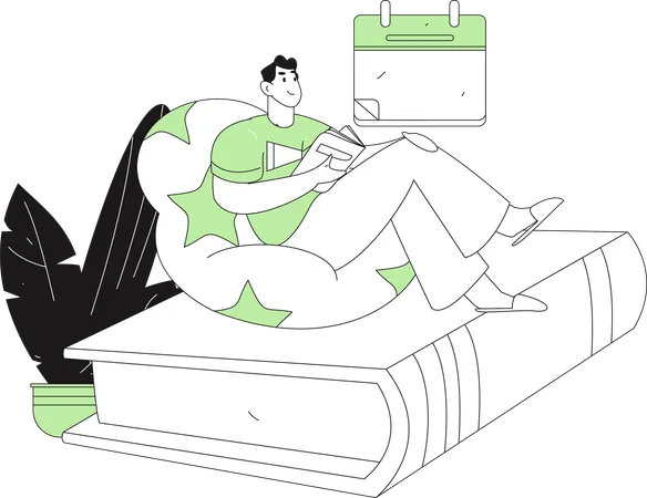 Man enjoy reading book  Illustration