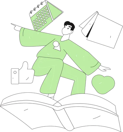 Man enjoy reading book  Illustration