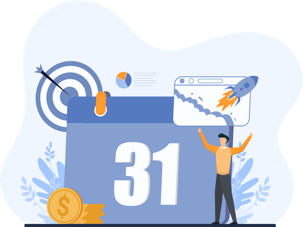 Man enjoy salary day  Illustration