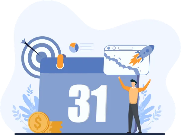 Man enjoy salary day  Illustration