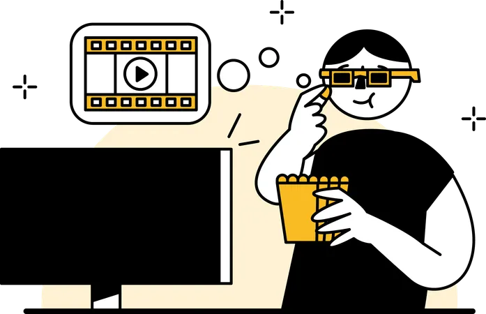 Man enjoy watching movies  Illustration