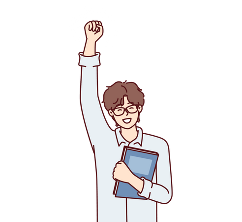 Man enjoying achievement  Illustration