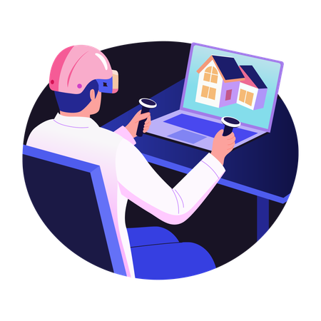 Man enjoying ar tour  Illustration