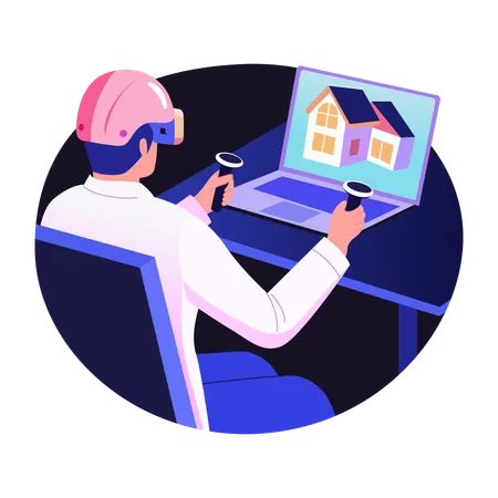 Man enjoying ar tour  Illustration