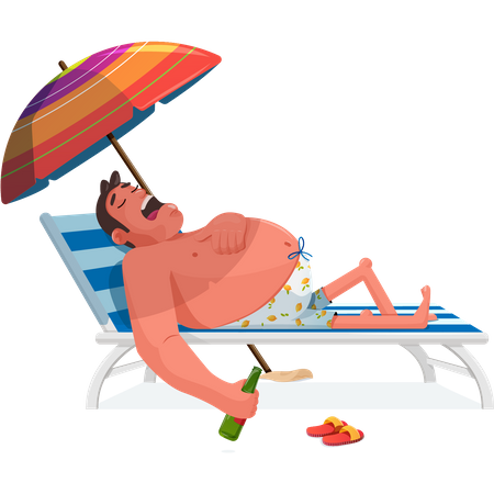 Man enjoying at beach  イラスト