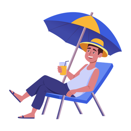 Man enjoying at Beach  Illustration