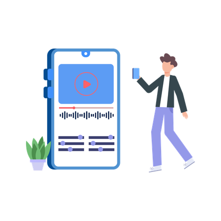 Man Enjoying Audio  Illustration