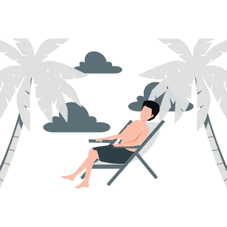 Man enjoying beach  Illustration