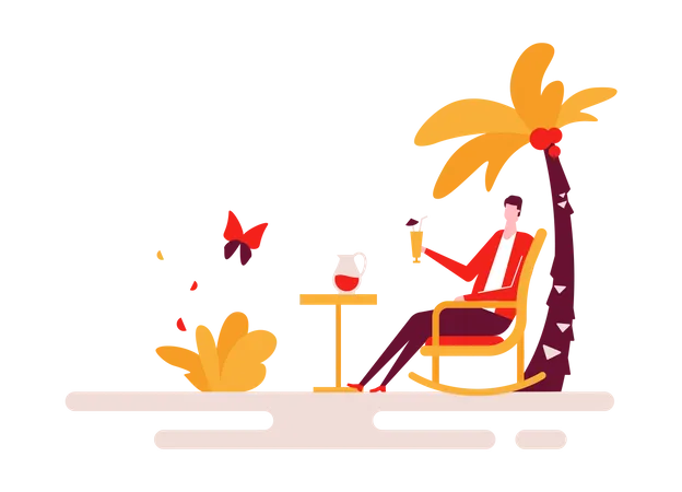 Man enjoying Beach vacation  Illustration