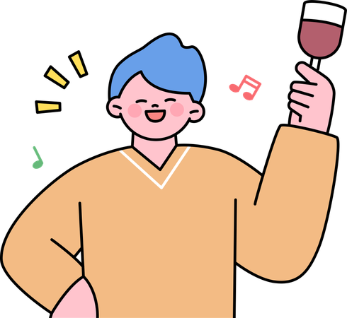 Man enjoying beer party  Illustration