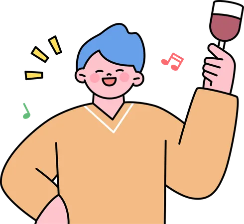 Man enjoying beer party  Illustration