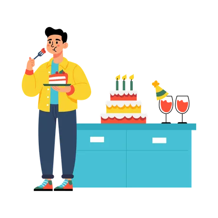 Man enjoying Birthday Party  Illustration
