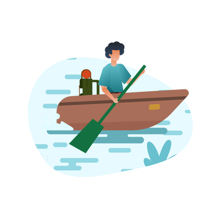 Man Enjoying Boating  Illustration