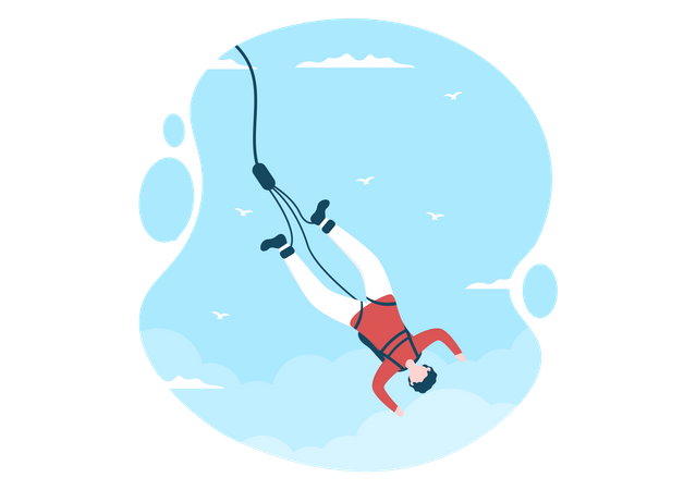 Man Enjoying Bungee Jumping  Illustration