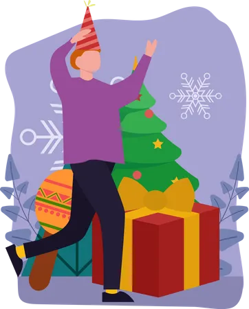 Man enjoying christmas celebration  Illustration