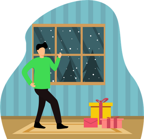 Man enjoying christmas  Illustration