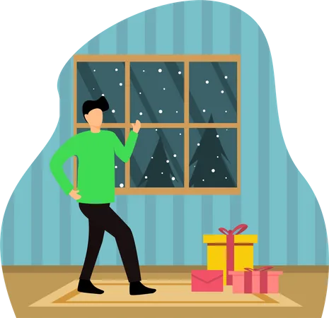 Man enjoying christmas  Illustration