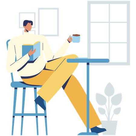 Man enjoying Coffee Time  Illustration