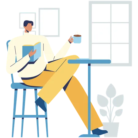 Man enjoying Coffee Time  Illustration