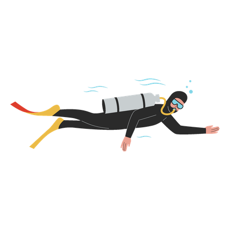 Man enjoying diving into water  Illustration