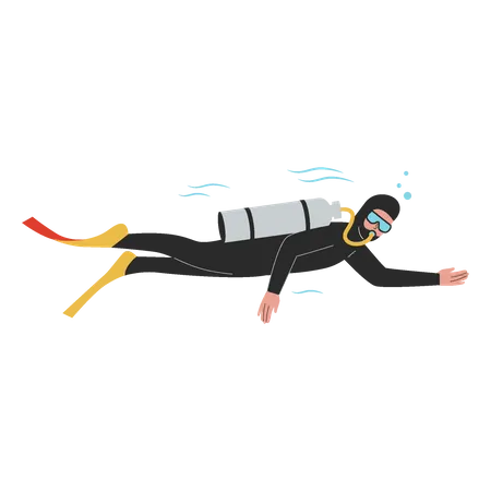 Man enjoying diving into water  Illustration