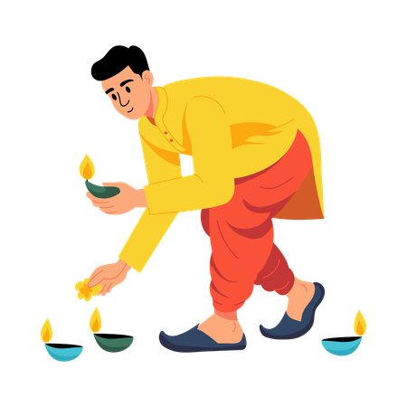 Man enjoying Diwali Celebration  Illustration