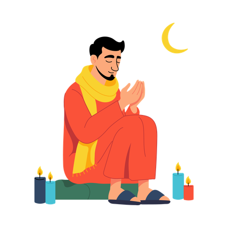 Man enjoying Eid Celebration  Illustration