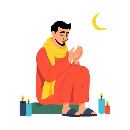 Man enjoying Eid Celebration  Illustration