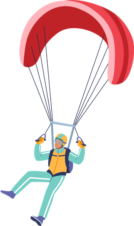 Man enjoying extreme paragliding  イラスト
