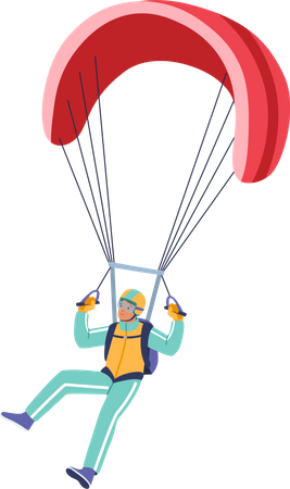 Man enjoying extreme paragliding  Illustration