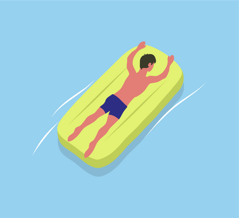 Man enjoying Floating In Swimming  Illustration