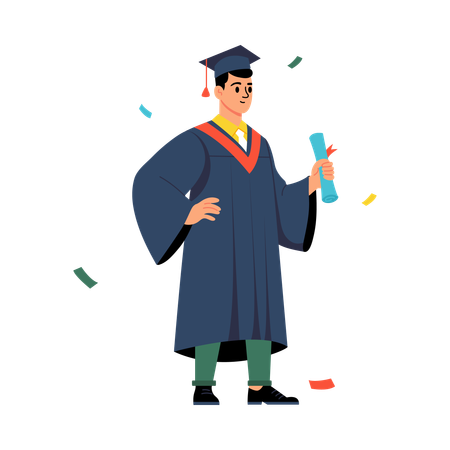 Man enjoying Graduation party  Illustration