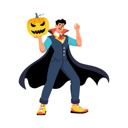Man enjoying Halloween Party  Illustration