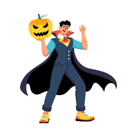 Man enjoying Halloween Party  Illustration