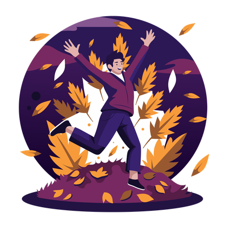 Man enjoying Happy Fall  Illustration