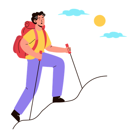 Man Enjoying Hiking  Illustration