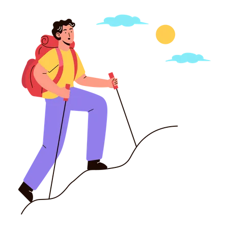 Man Enjoying Hiking  Illustration