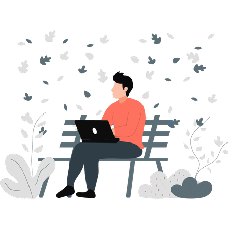 Man enjoying himself while working  Illustration