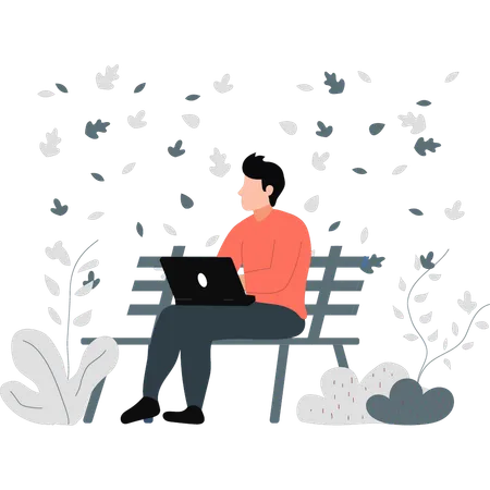 Man enjoying himself while working  Illustration