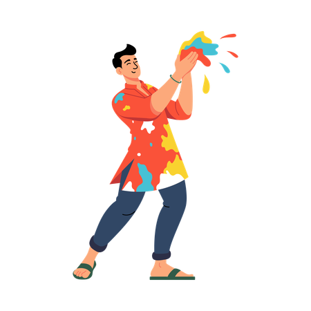 Man enjoying Holi  Illustration