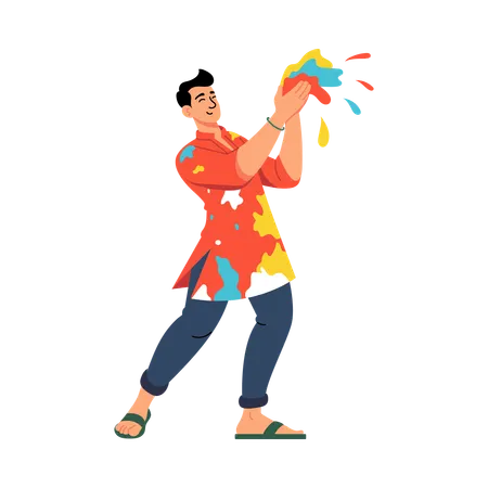 Man enjoying Holi  Illustration
