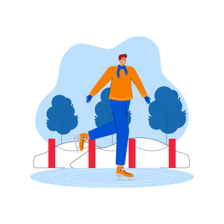 Man enjoying ice skate  Illustration