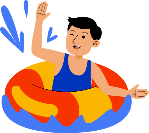 Man enjoying in pool  Illustration