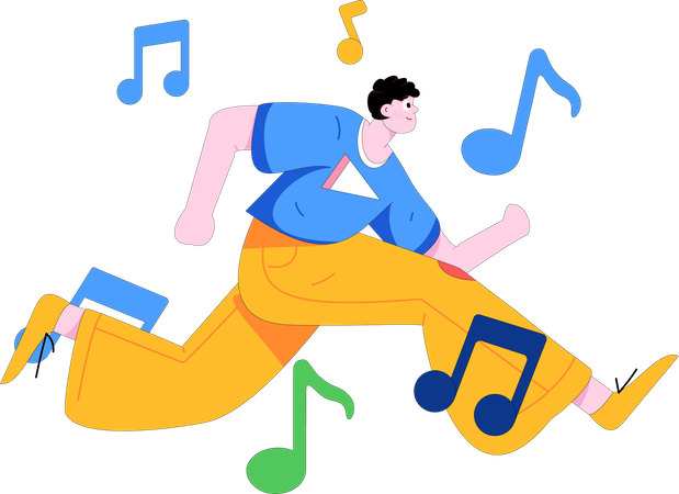 Man enjoying melodic bliss  Illustration